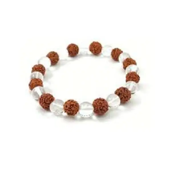 Auspicious Rudraksha with Clear Quartz (Sphatik) Bracelet